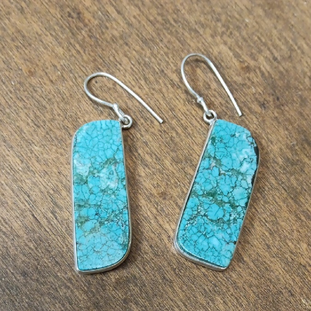 Turquoise Silver Dangle Earrings